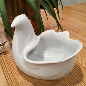 Dansk Vtg MCM White Porcelain Bird Vase/ Bowl